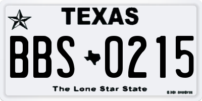 TX license plate BBS0215