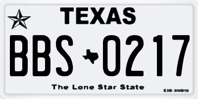 TX license plate BBS0217