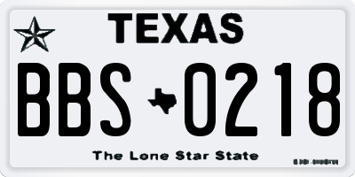 TX license plate BBS0218