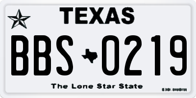 TX license plate BBS0219