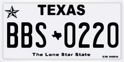 TX license plate BBS0220