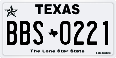 TX license plate BBS0221