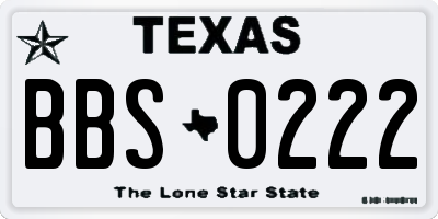 TX license plate BBS0222