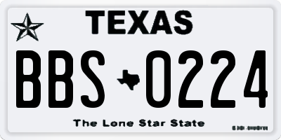 TX license plate BBS0224