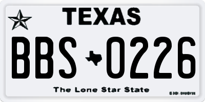 TX license plate BBS0226