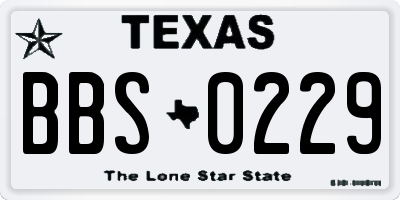 TX license plate BBS0229