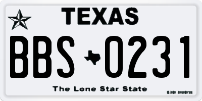 TX license plate BBS0231