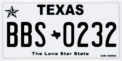 TX license plate BBS0232