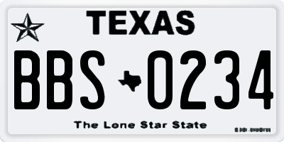 TX license plate BBS0234