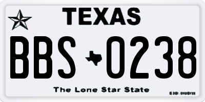 TX license plate BBS0238