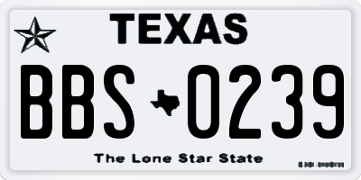 TX license plate BBS0239