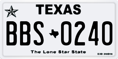 TX license plate BBS0240