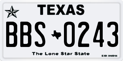 TX license plate BBS0243