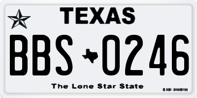 TX license plate BBS0246