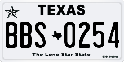 TX license plate BBS0254