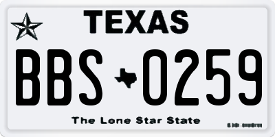 TX license plate BBS0259