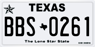 TX license plate BBS0261