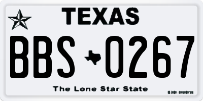 TX license plate BBS0267