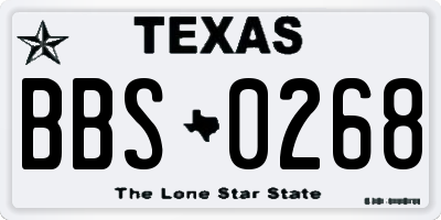 TX license plate BBS0268