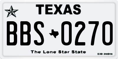 TX license plate BBS0270