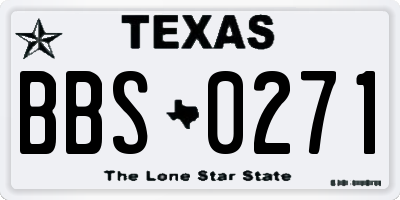 TX license plate BBS0271