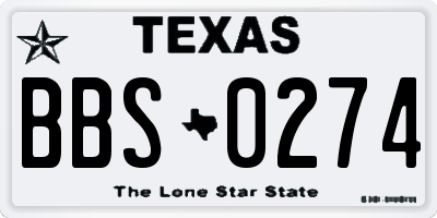 TX license plate BBS0274