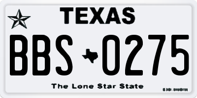 TX license plate BBS0275