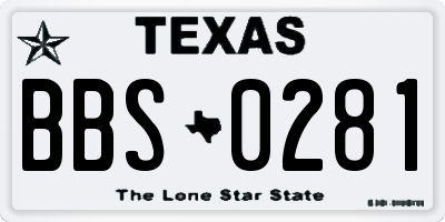 TX license plate BBS0281