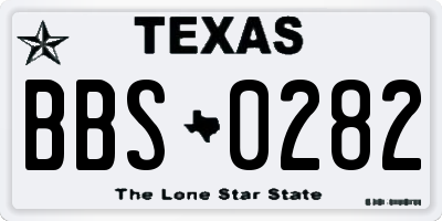 TX license plate BBS0282