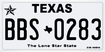 TX license plate BBS0283