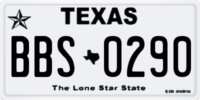 TX license plate BBS0290