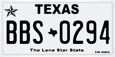 TX license plate BBS0294