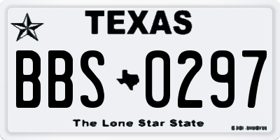 TX license plate BBS0297