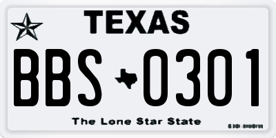 TX license plate BBS0301