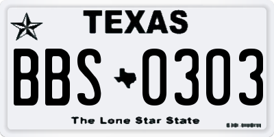 TX license plate BBS0303