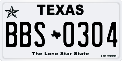 TX license plate BBS0304