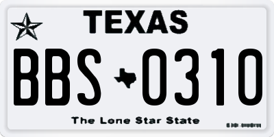 TX license plate BBS0310