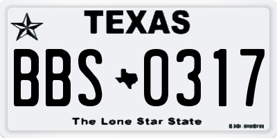 TX license plate BBS0317