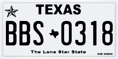 TX license plate BBS0318
