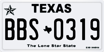 TX license plate BBS0319