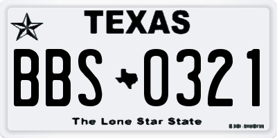 TX license plate BBS0321