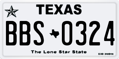 TX license plate BBS0324