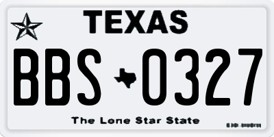 TX license plate BBS0327