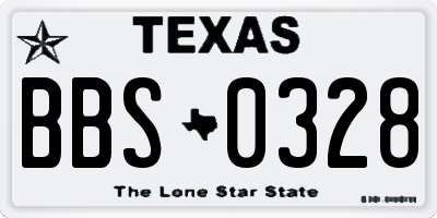 TX license plate BBS0328