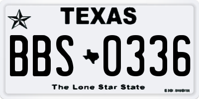 TX license plate BBS0336