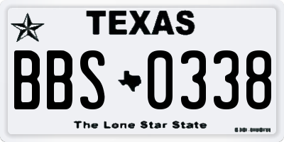 TX license plate BBS0338