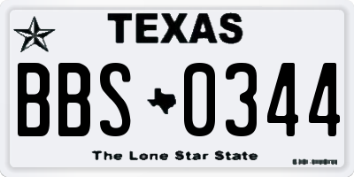 TX license plate BBS0344