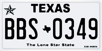 TX license plate BBS0349