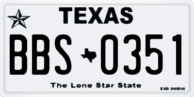 TX license plate BBS0351