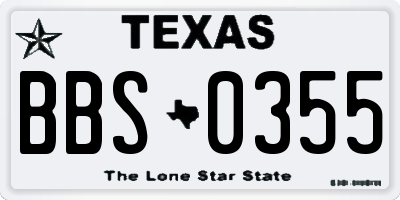 TX license plate BBS0355